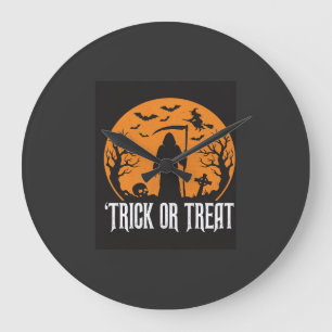 Grande Horloge Ronde Conception de la Faucheuse pour Halloween Trick or