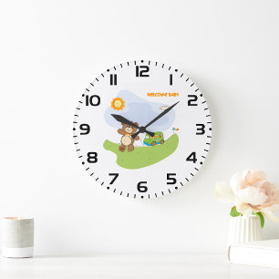 Grande Horloge Ronde Conception de la nurserie de bienvenue pour bébé o