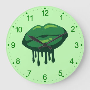 Grande Horloge Ronde Conception de lèvres de femme pour la Saint-Patric