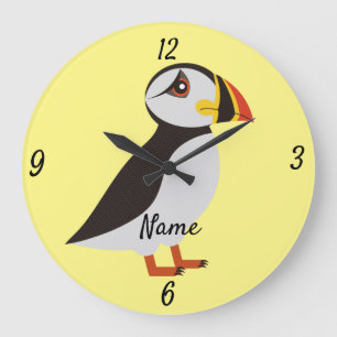 Grande Horloge Ronde Conception de macareux de l'Atlantique Cute Thunde