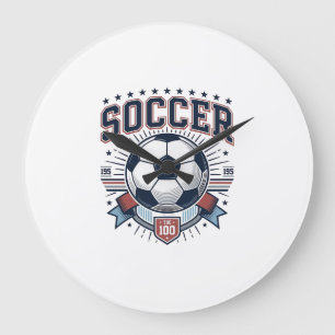 Grande Horloge Ronde Conception de maillot à emblème de football vintag