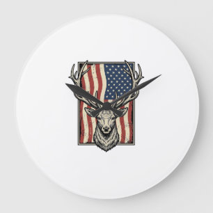 Grande Horloge Ronde Conception de maillot de chasse de drapeau américa