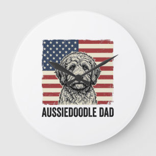 Grande Horloge Ronde Conception de maillot de chien vintage patriotique