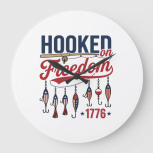 Grande Horloge Ronde Conception de maillot de pêche patriotique accro à