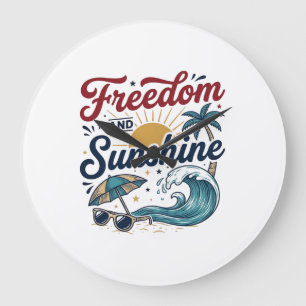 Grande Horloge Ronde Conception de maillot de plage vintage Liberté Et 