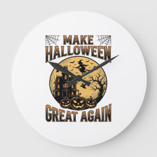 Grande Horloge Ronde Conception de maison hantée Halloween Vintage Grea