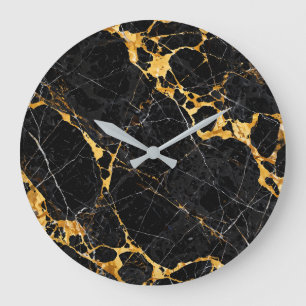 Grande Horloge Ronde Conception de marbre noir or luxe Nero Portoro