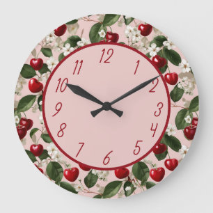 Grande Horloge Ronde Conception de motif floral à fleurs de cerisier et