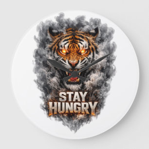 Grande Horloge Ronde Conception de motivation de tigre affamé