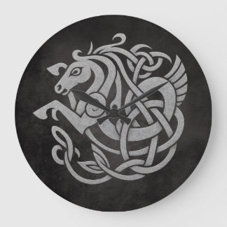 Grande Horloge Ronde Conception de nœud de cheval mythique nordique