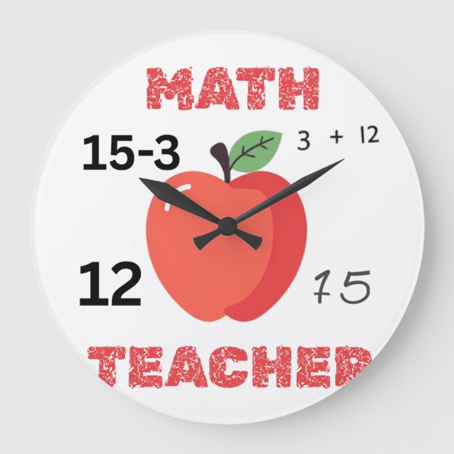 Grande Horloge Ronde Conception de pomme de professeur de maths drôle c (Recto)