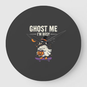 Grande Horloge Ronde Conception de skateboard Canard Fantôme Halloween_