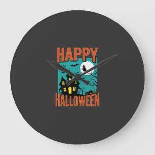 Grande Horloge Ronde Conception de sorcière de maison hantée Halloween