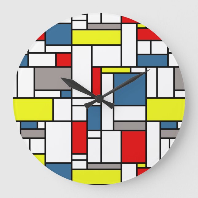 Grande Horloge Ronde conception de style Mondrian (Recto)