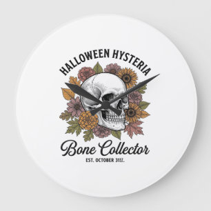 Grande Horloge Ronde Conception de T-shirt de collectionneur de crâne d
