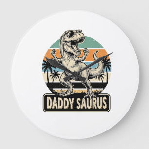 Grande Horloge Ronde Conception de t-shirt de dinosaure rétro Daddy Sau