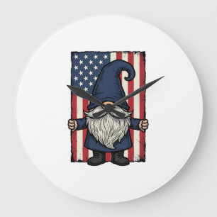 Grande Horloge Ronde Conception de T-shirt de drapeau vintage Gnome pat