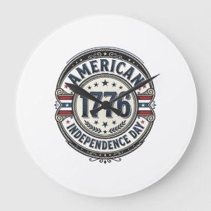 Grande Horloge Ronde Conception de T-shirt de la fête de l'indépendance