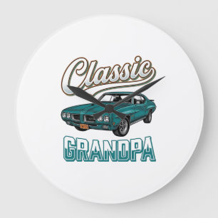 Grande Horloge Ronde Conception de T-Shirt de voiture vintage Grand-pèr