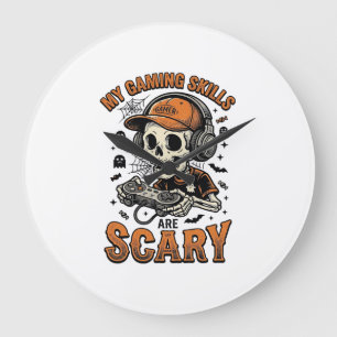 Grande Horloge Ronde Conception de T-shirt Halloween vintage squelette