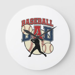 Grande Horloge Ronde Conception de T-shirt pour papa de baseball vintag