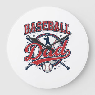 Grande Horloge Ronde Conception de T-shirt Vintage Baseball Papa_1