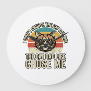 Grande Horloge Ronde Conception de T-Shirt Vintage Cat Dad Life Chose M