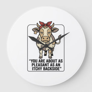 Grande Horloge Ronde Conception de T-Shirt Vintage Vache Patchwork Grin