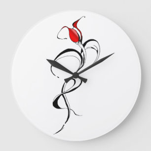 Grande Horloge Ronde Conception de tatouage Tribal Rose Rouge