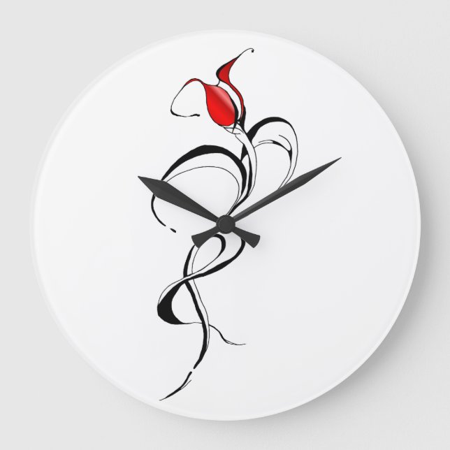 Grande Horloge Ronde Conception de tatouage Tribal Rose Rouge (Recto)