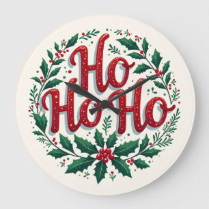 Grande Horloge Ronde Conception de typographie de couronne de Noël Ho H