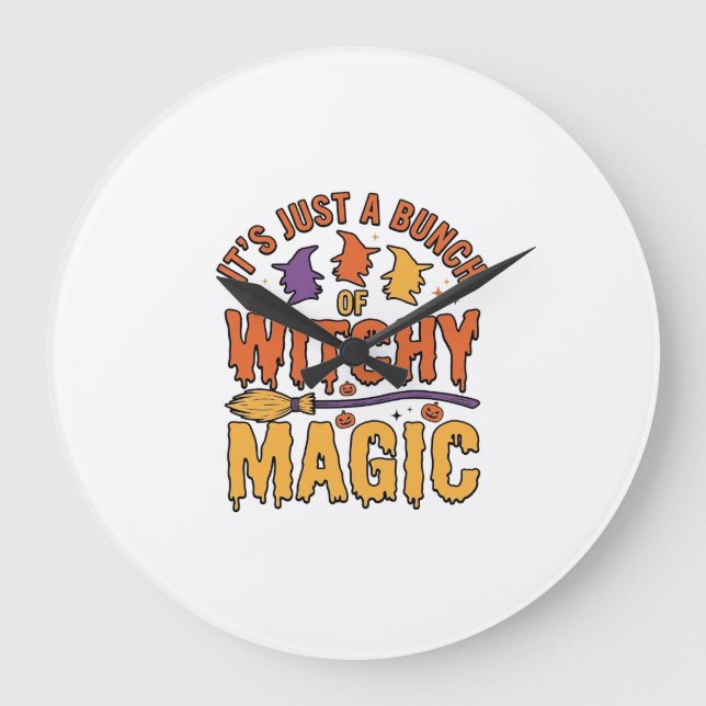 Grande Horloge Ronde Conception de typographie Halloween magique ensorc (Recto)