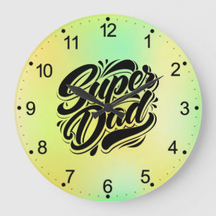 Grande Horloge Ronde Conception de typographie Super Papa Héros-67888