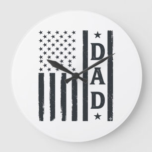 Grande Horloge Ronde Conception de vecteur de drapeau américain de papa