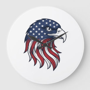 Grande Horloge Ronde Conception de vecteur de drapeau d'aigle patriotiq