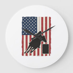 Grande Horloge Ronde Conception de vecteur vintage de drapeau américain