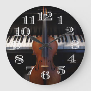 Grande Horloge Ronde Conception de violon et d'horloge de piano