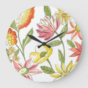 Grande Horloge Ronde Conception florale de jardin avec l'arrière - pla