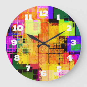 Grande Horloge Ronde Conception géométrique et multicolore