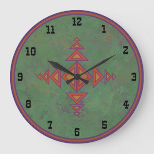 Grande Horloge Ronde Conception géométrique verte de l'armoise du Sud-O