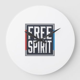 Grande Horloge Ronde Conception Graphique Boîte Esprit Libre Patriotiqu