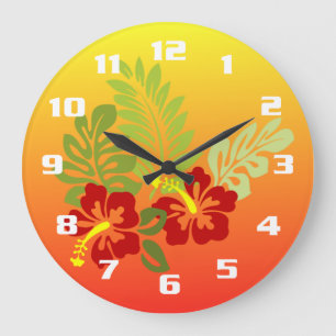 Grande Horloge Ronde Conception inspirée de la retraite tropicale Hibis