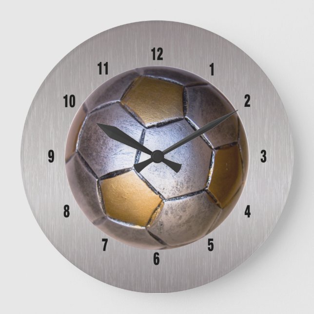 Grande Horloge Ronde Conception métallique de balle de soccer (Recto)