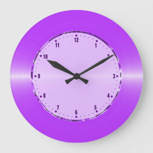 Grande Horloge Ronde Conception métallique violette Acier inoxydable Lo