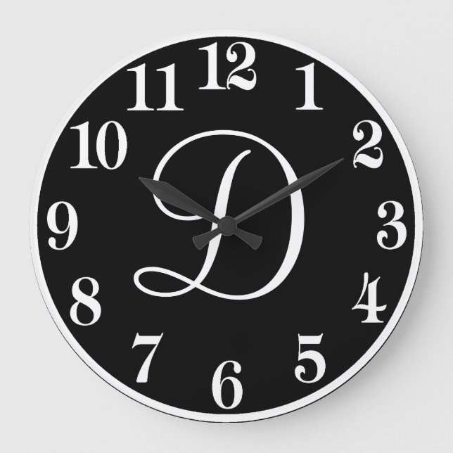 Grande Horloge Ronde Conception monographique personnalisée en noir et  (Recto)