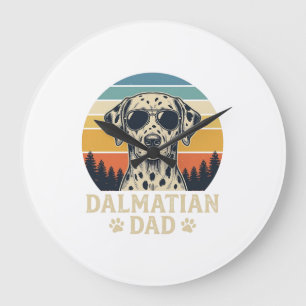 Grande Horloge Ronde Conception Papa Dalmatien Vintage pour Amateur de