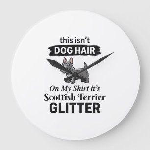 Grande Horloge Ronde Conception Scottish Terrier Pailleté Amateur de Ch