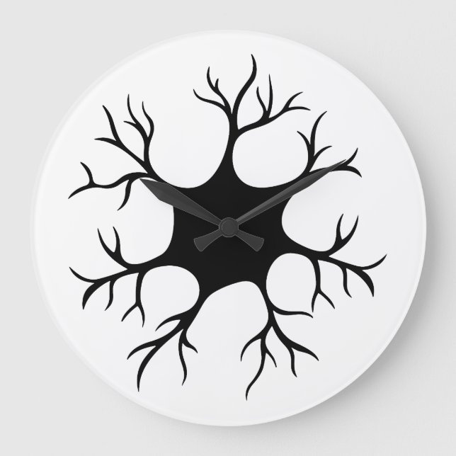 Grande Horloge Ronde Conception simple de neurone noir (Recto)