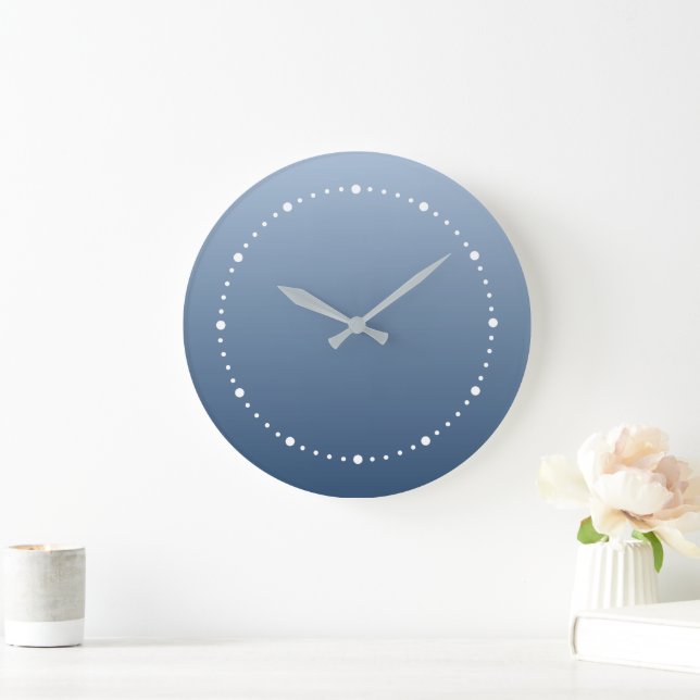Grande Horloge Ronde Conception subtile de Smokey Blue clair à foncé (Maison)