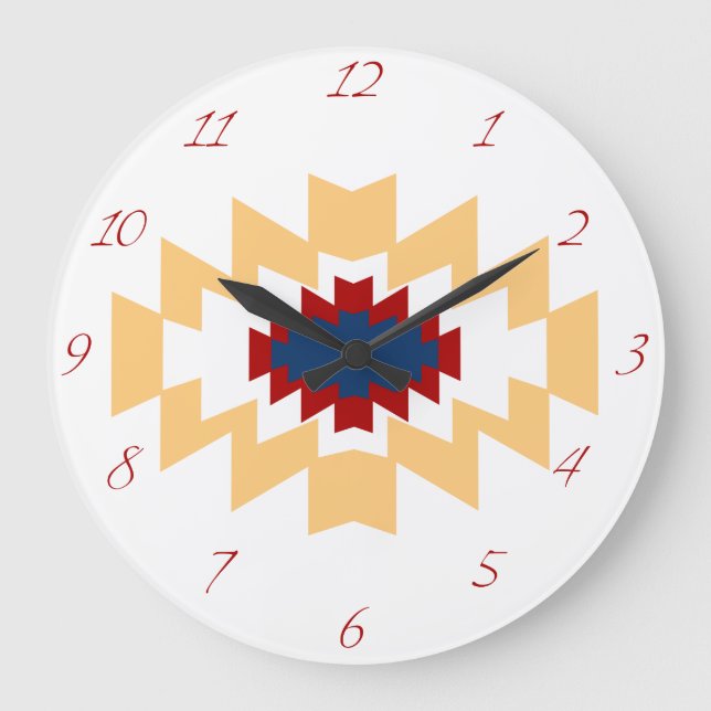 Grande Horloge Ronde Conception tribale amérindienne du sud-ouest de l' (Recto)